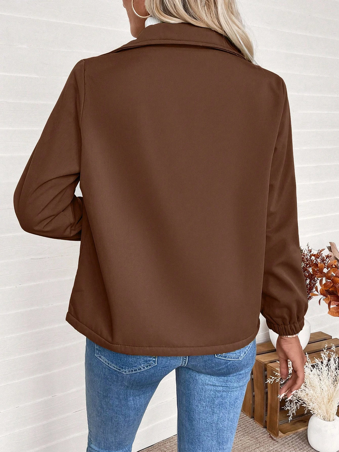 Solid Colour Zip Fleece Jacket