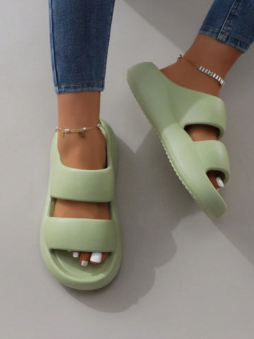 Minimalist Casual Slippers for Women with Thick Anti-Slip EVA Sole and Double Strap