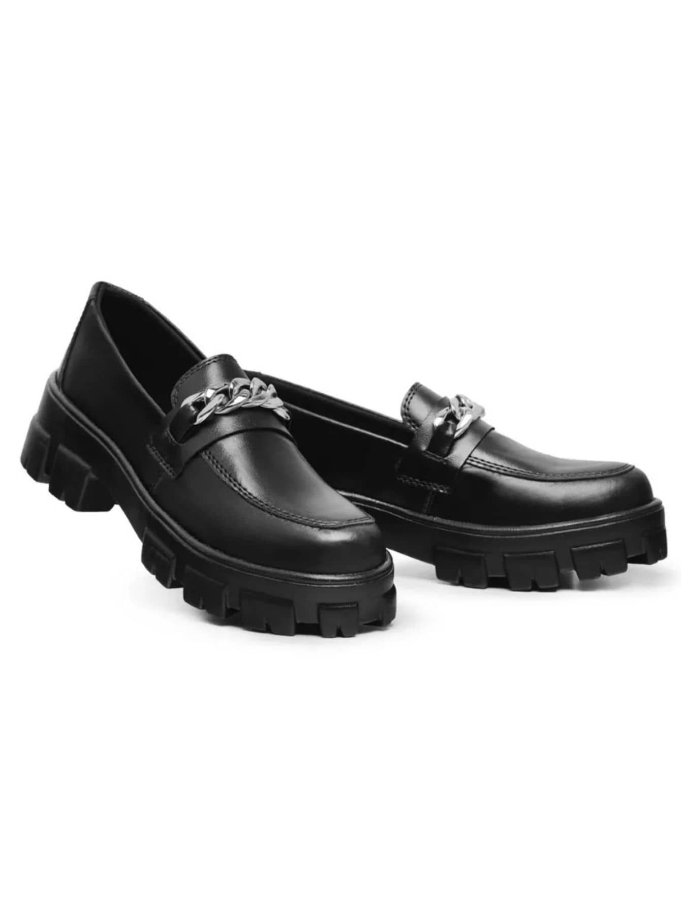 Women's Moccasin Tractorado Chain Matte Black Comfortable Top