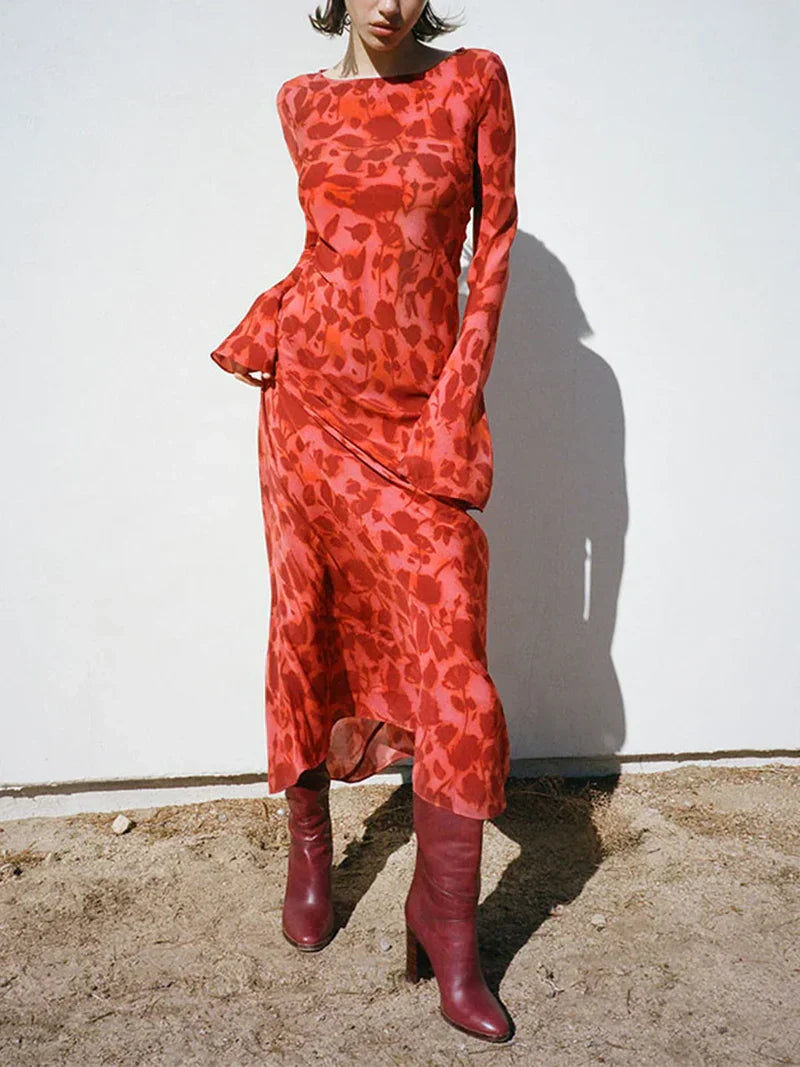 Boho Y2K Long Sleeve Dress – Comfortable and Elegant for an Essential