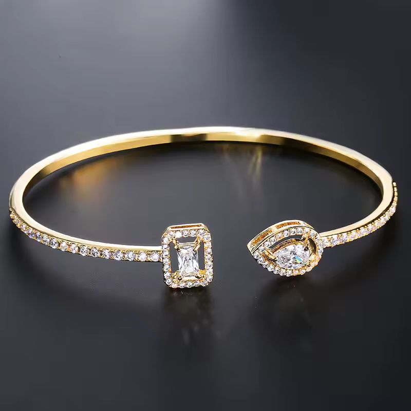 luxurious geometric bangles in gold